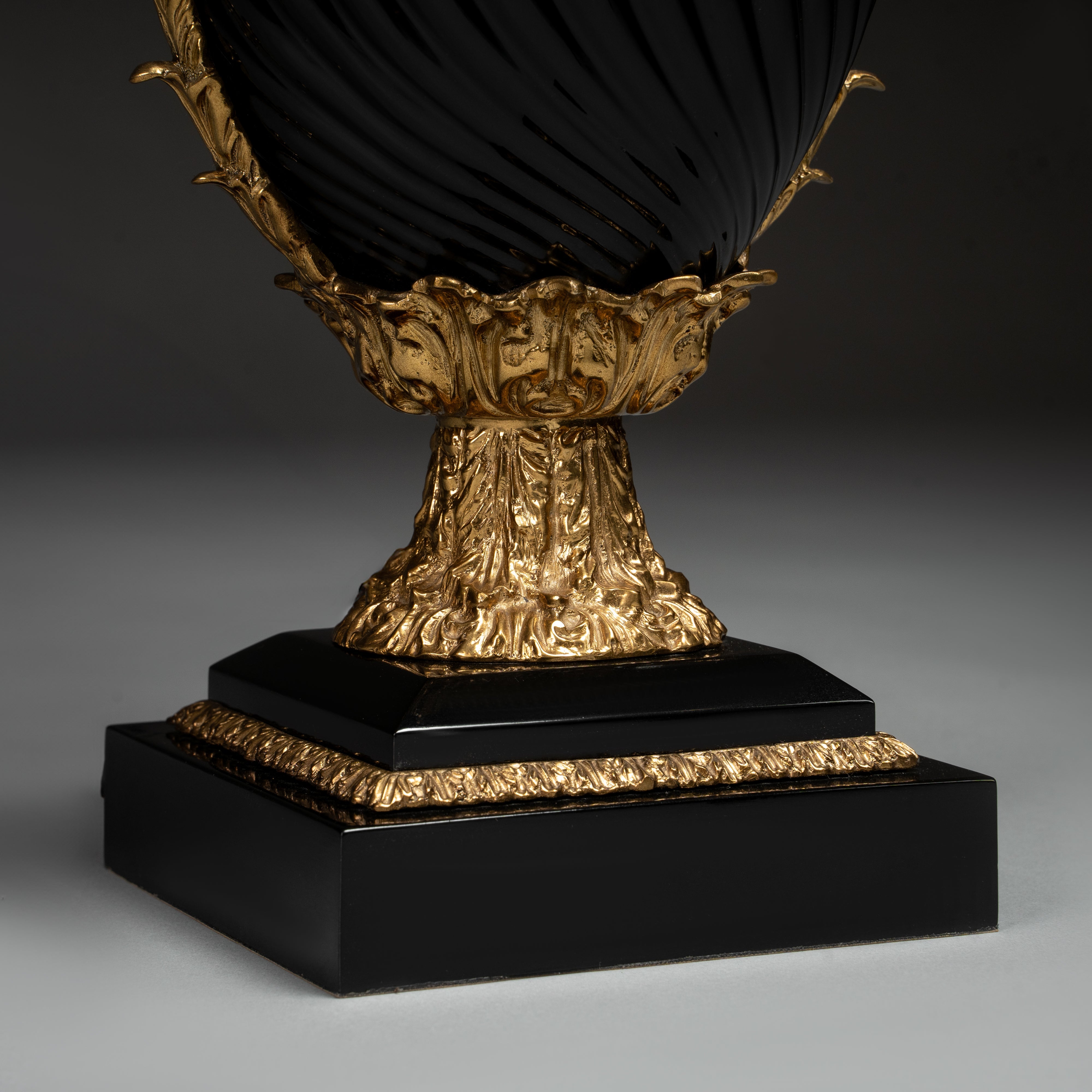 Grand Black and Gold Candelabra Table Lamp with Five Shades