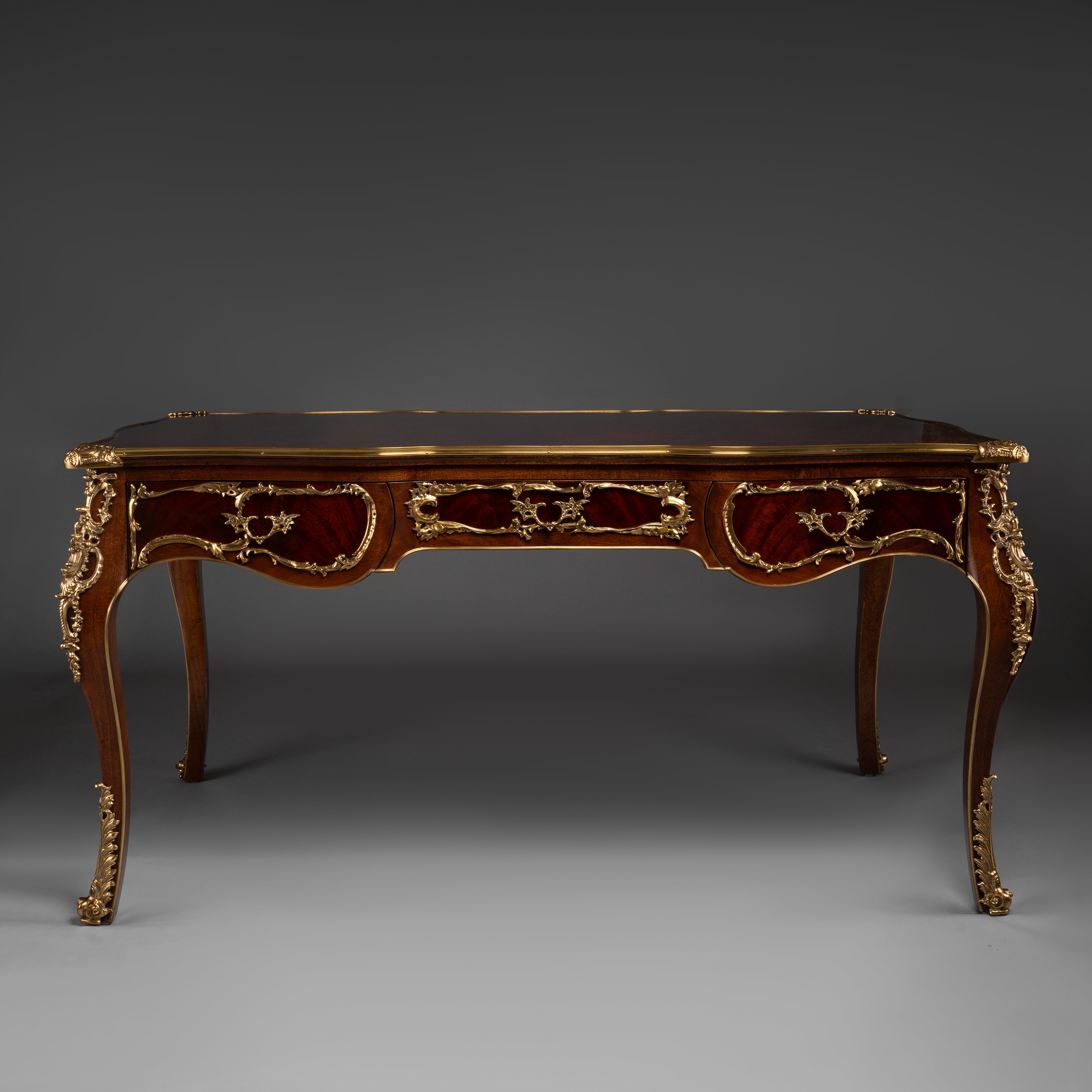 Louis XV Style Writing Desk with Ornate Brass Detailing