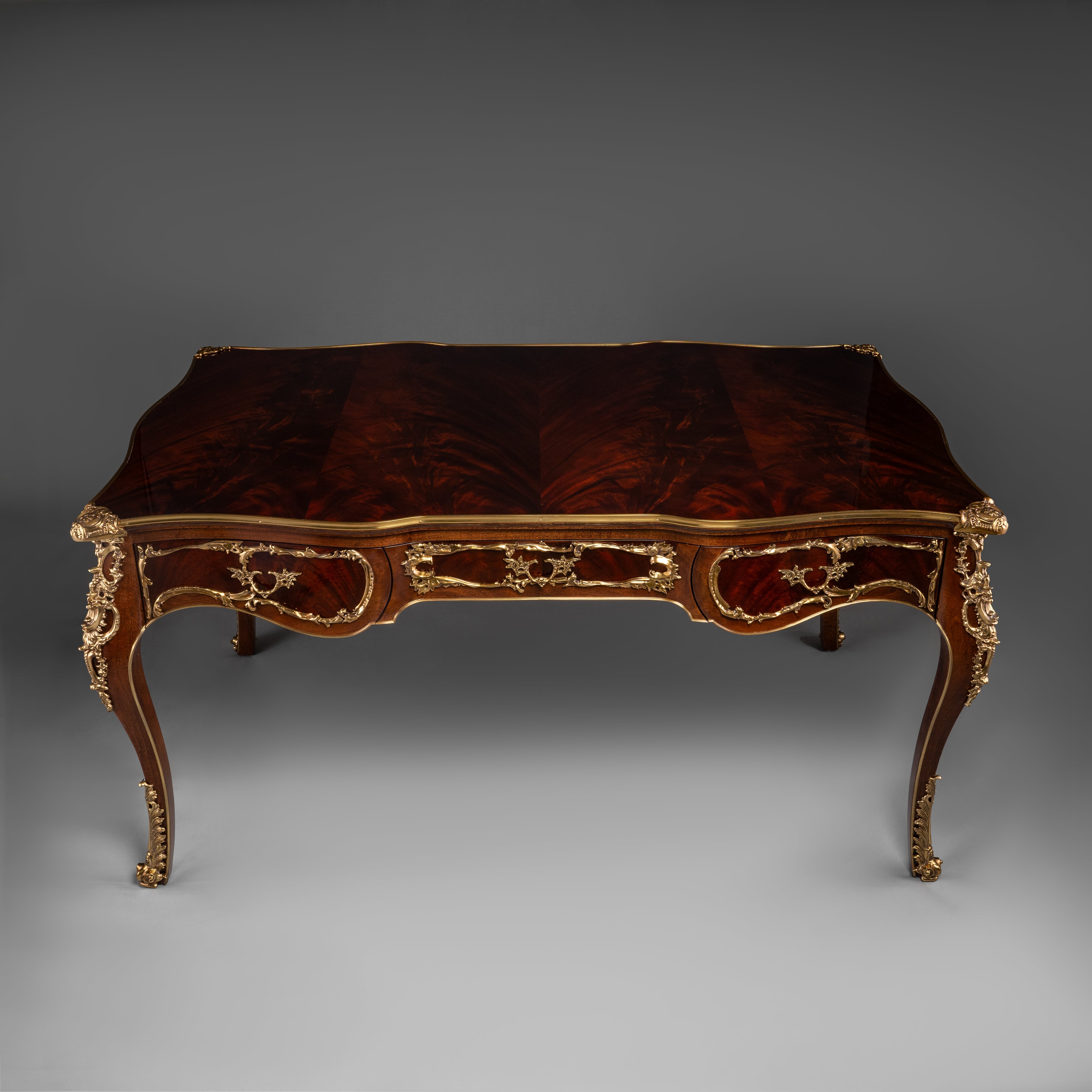 Louis XV Style Writing Desk with Ornate Brass Detailing