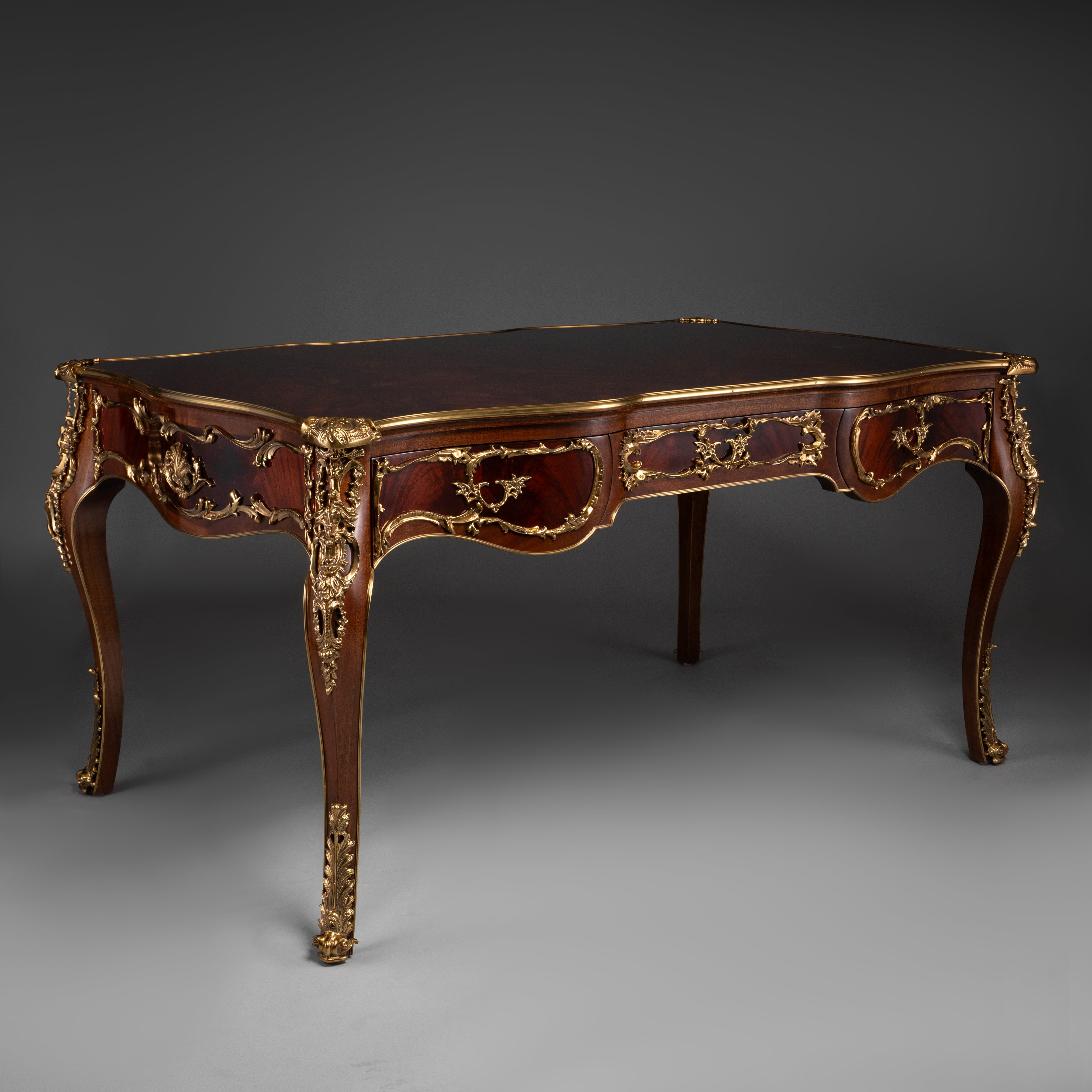 Louis XV Style Writing Desk with Ornate Brass Detailing