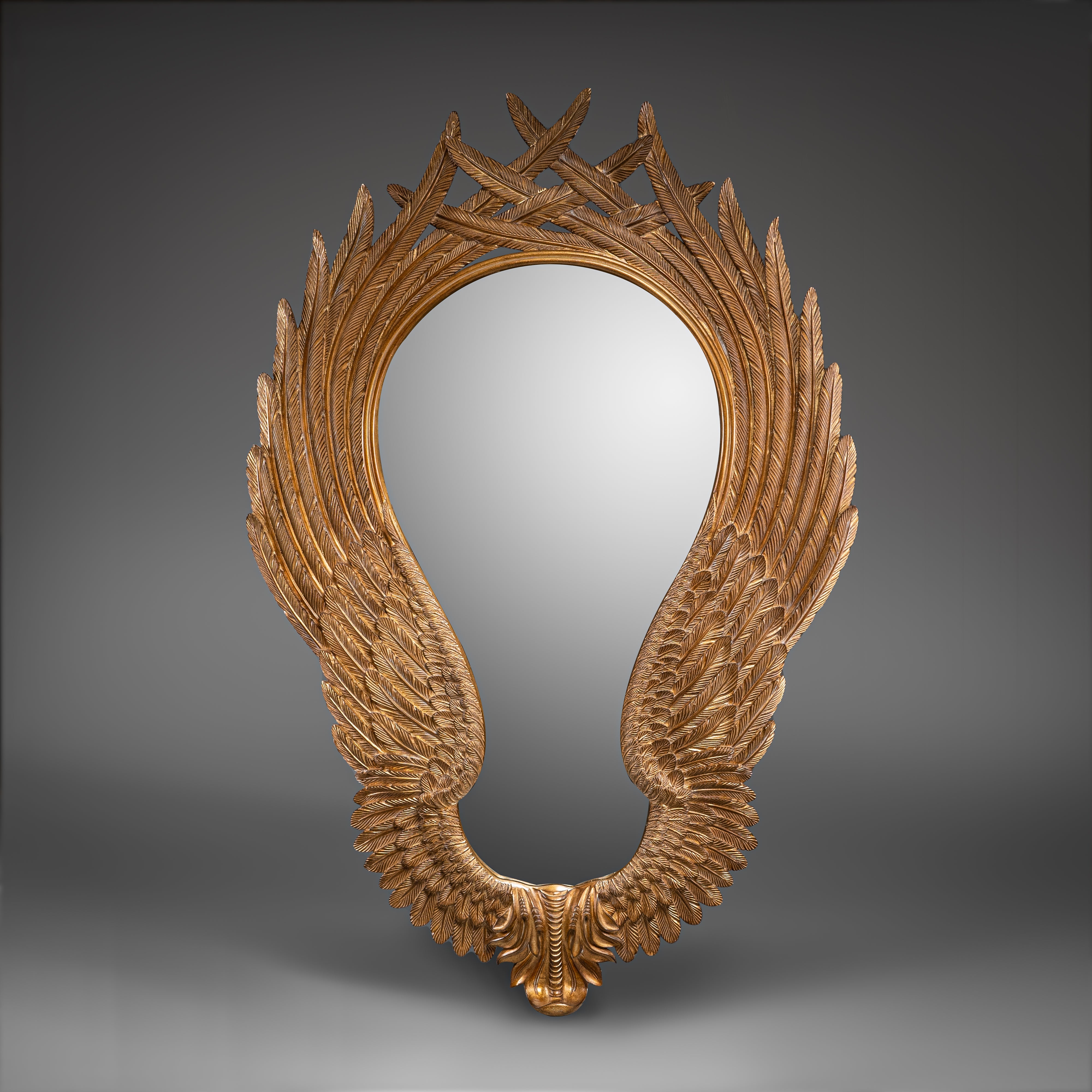 Grand Gilt Mirror with Feathered Wing Design