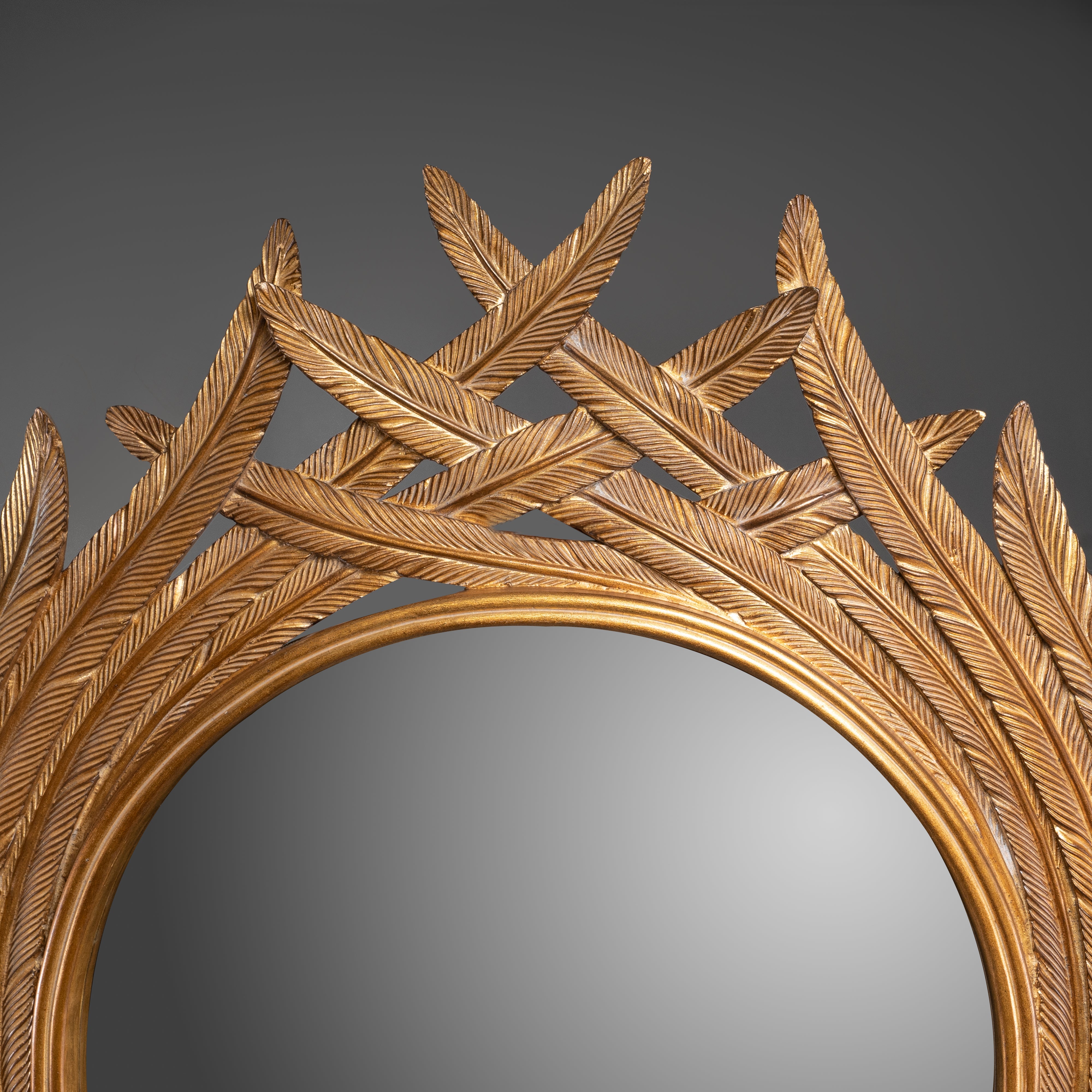 Grand Gilt Mirror with Feathered Wing Design