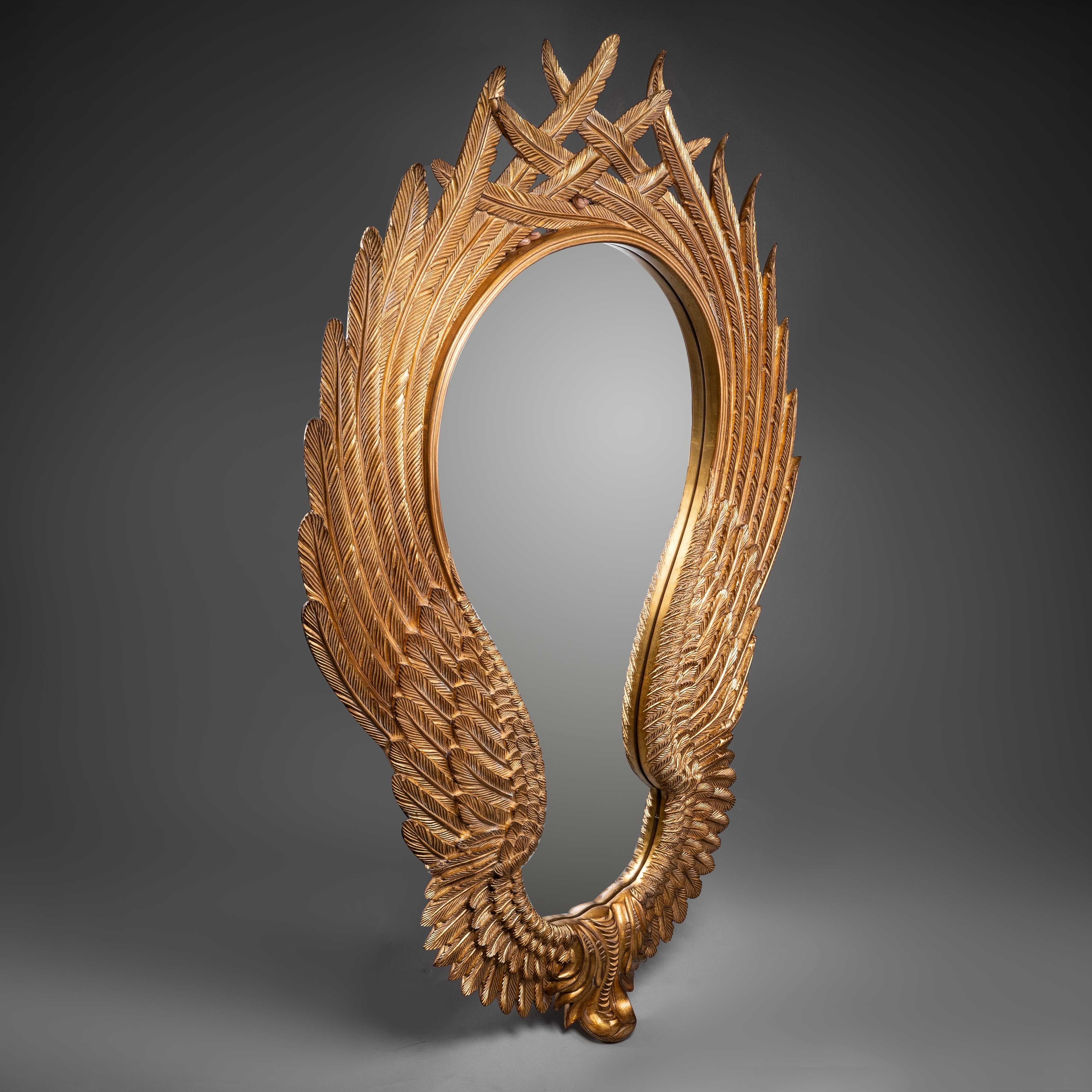 Grand Gilt Mirror with Feathered Wing Design