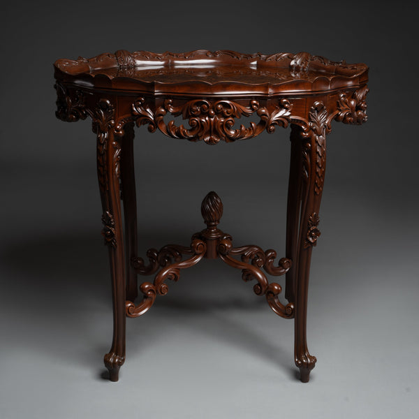 Victorian Style Carved Mahogany Side Table with Ornate Detailing