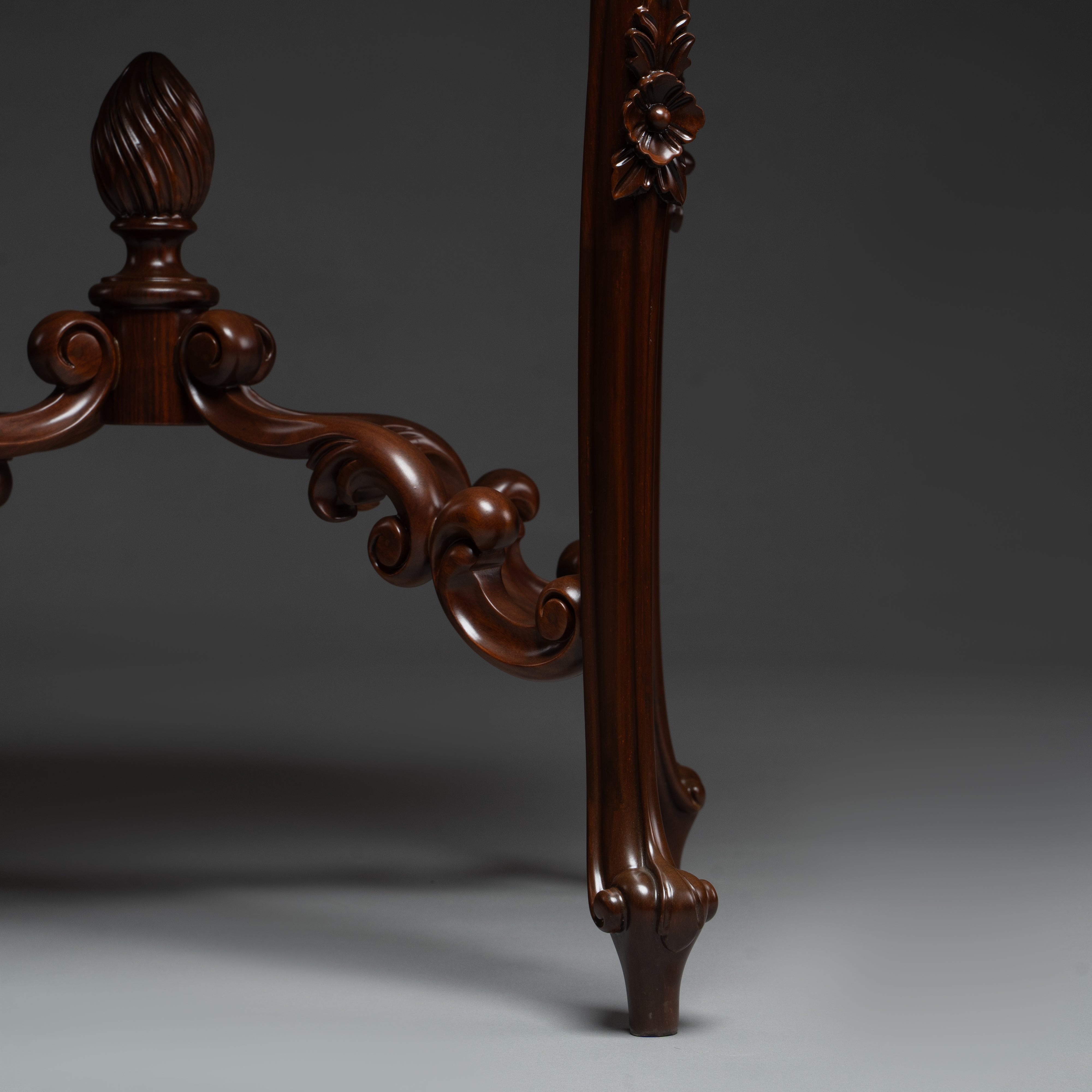 Victorian Style Carved Mahogany Side Table with Ornate Detailing