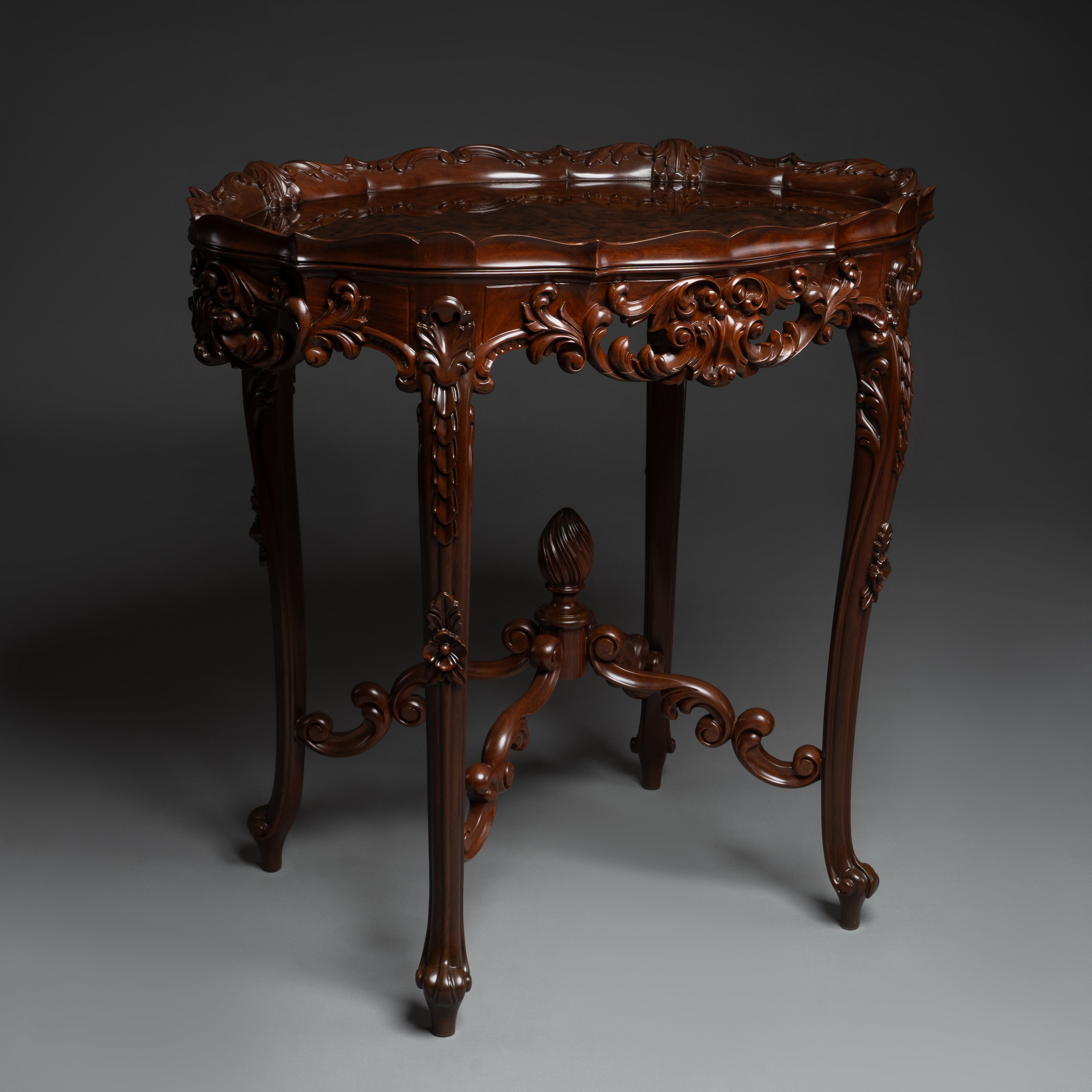 Victorian Style Carved Mahogany Side Table with Ornate Detailing