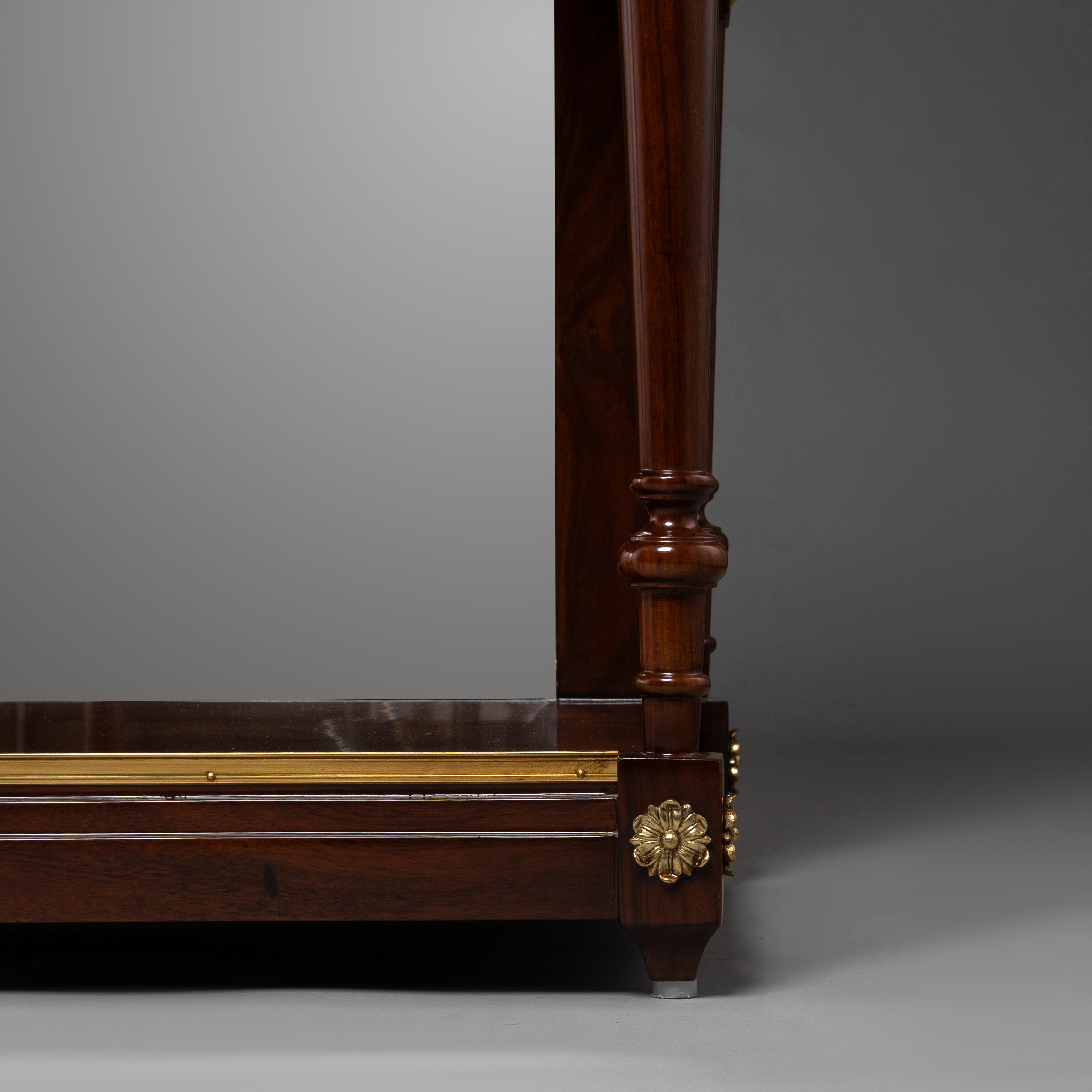 Empire Style Console Table with Marble Top and Brass Inlay Details