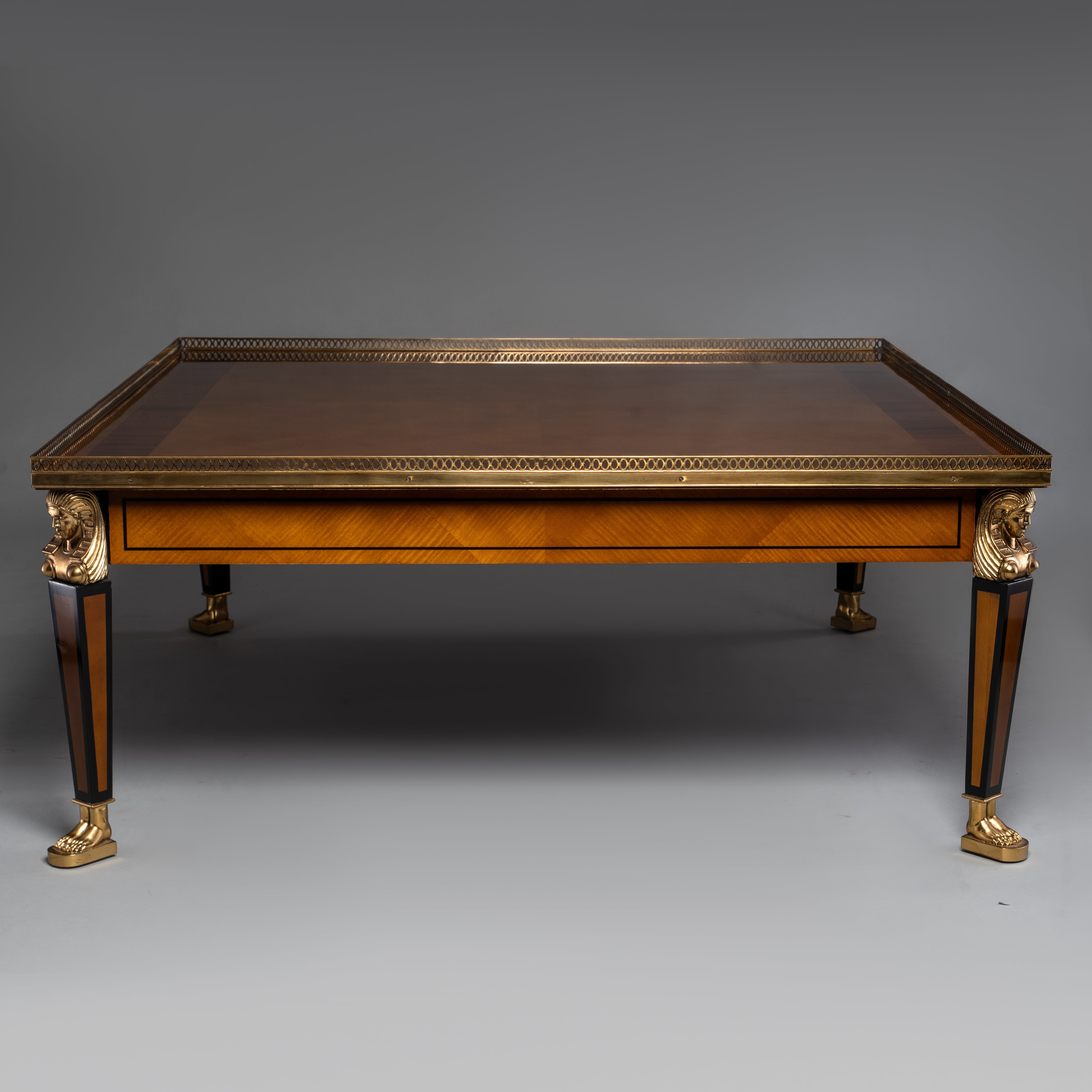 Empire Style Rectangular Table with Brass Detailing and Figural Legs