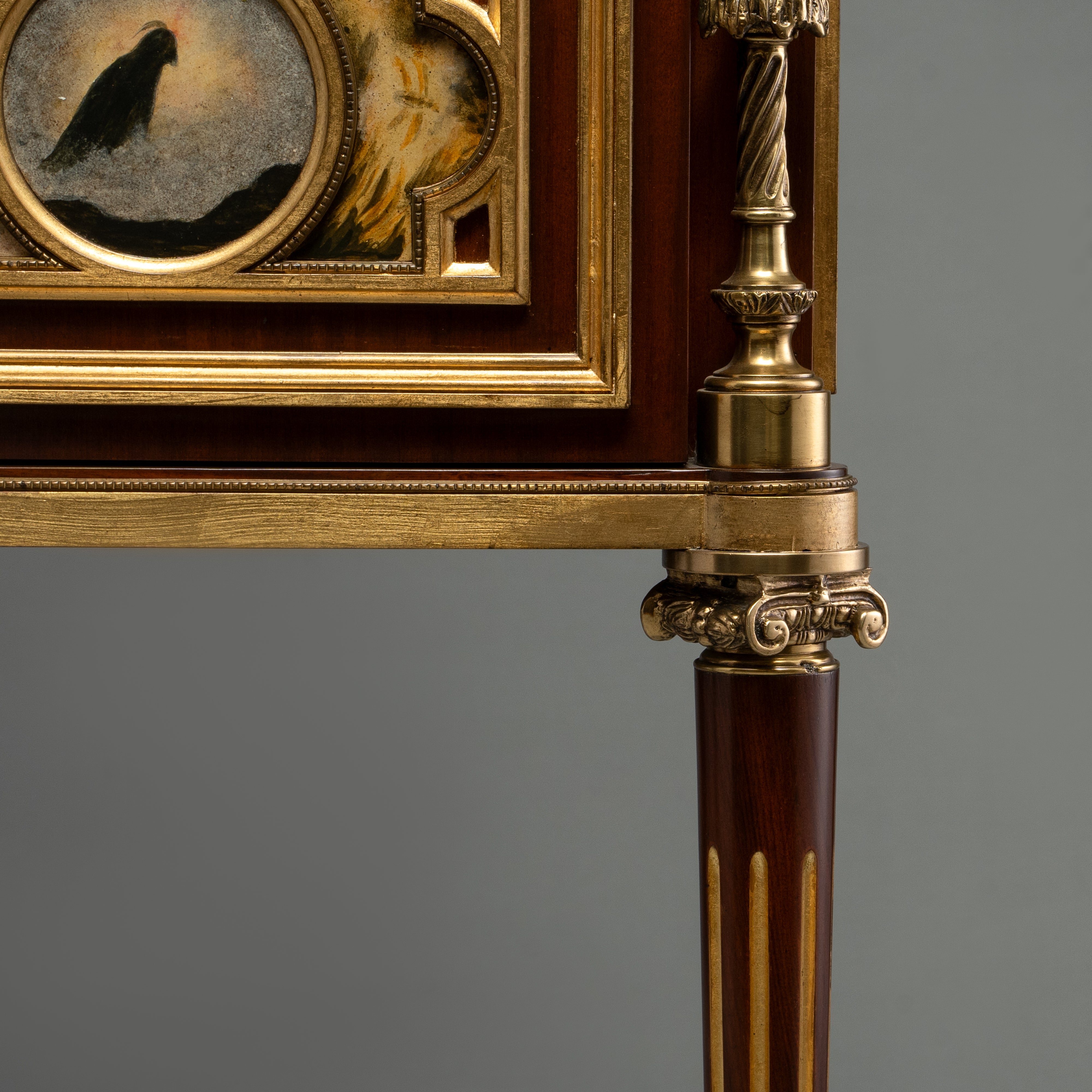 Louis XVI Style Cabinet with Painted Panels and Brass Detailing