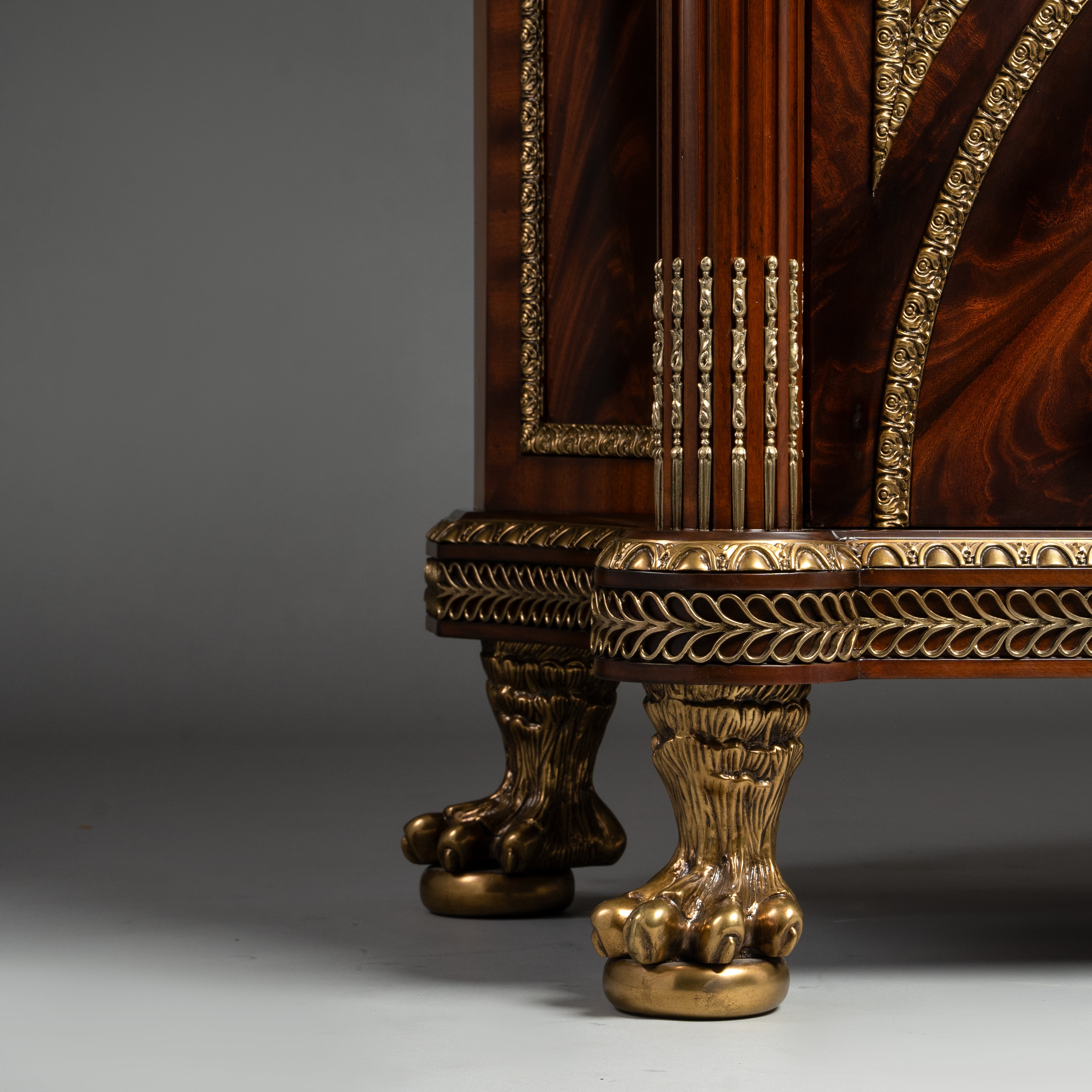 Empire Style Mahogany Cabinet with Black Marble Top and Brass Ornaments