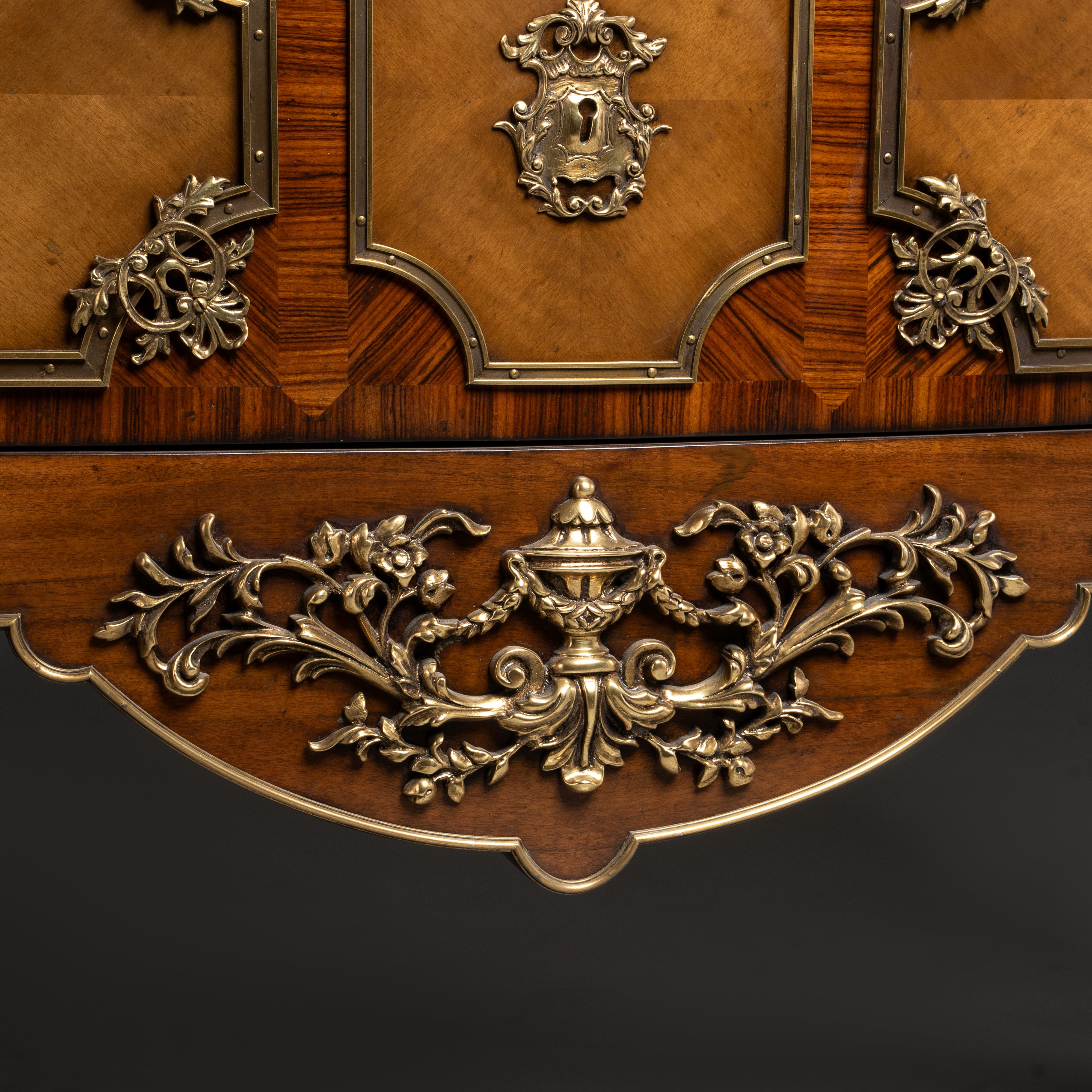 Louis XV Style Commode with Brass Ornaments and Marble Top