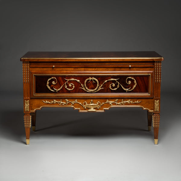 Antique French Louis XVI Style Bedside Table with Ornate Brass Mounts