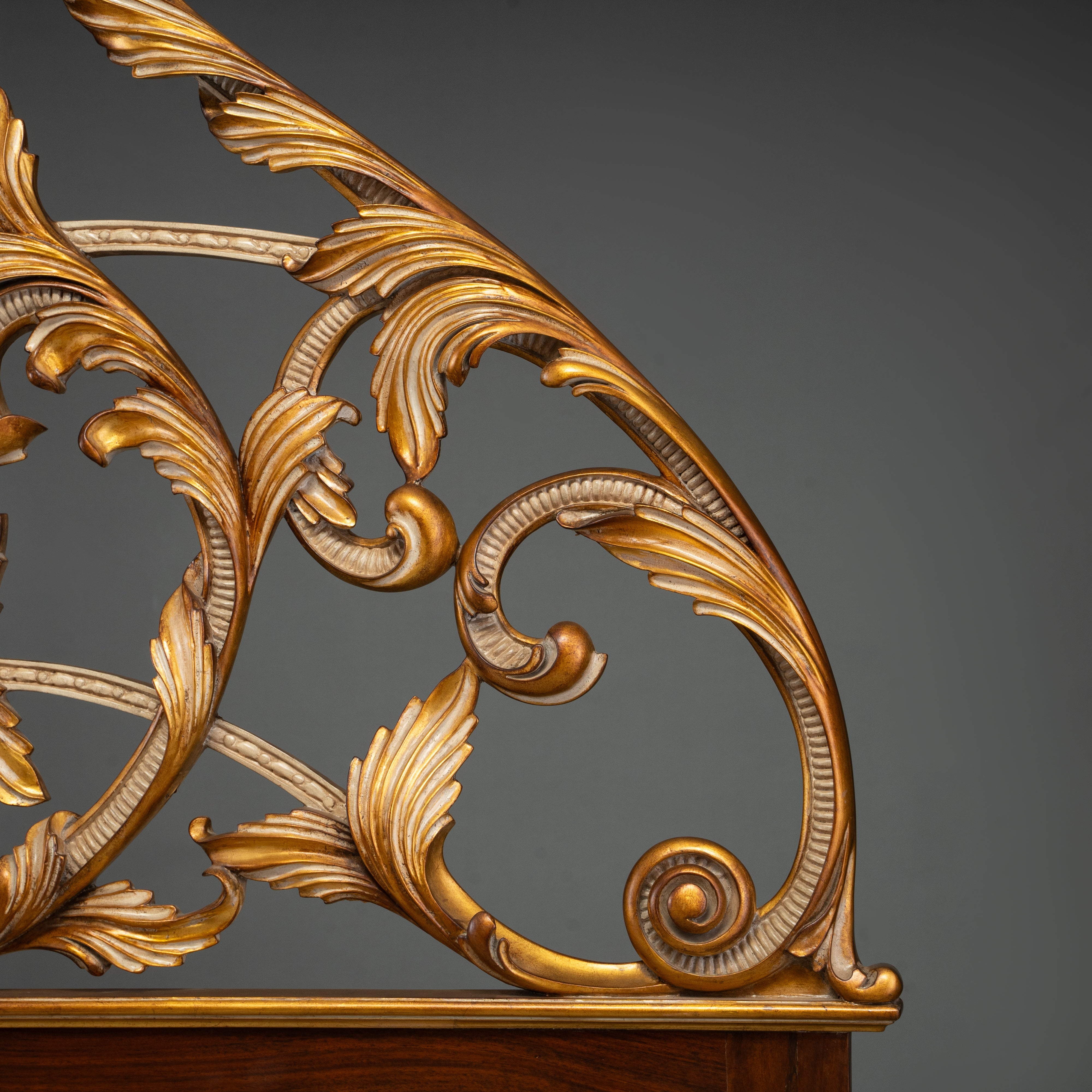 Ornate Hand-Carved Gold Leaf Scrollwork Headboard / Bed