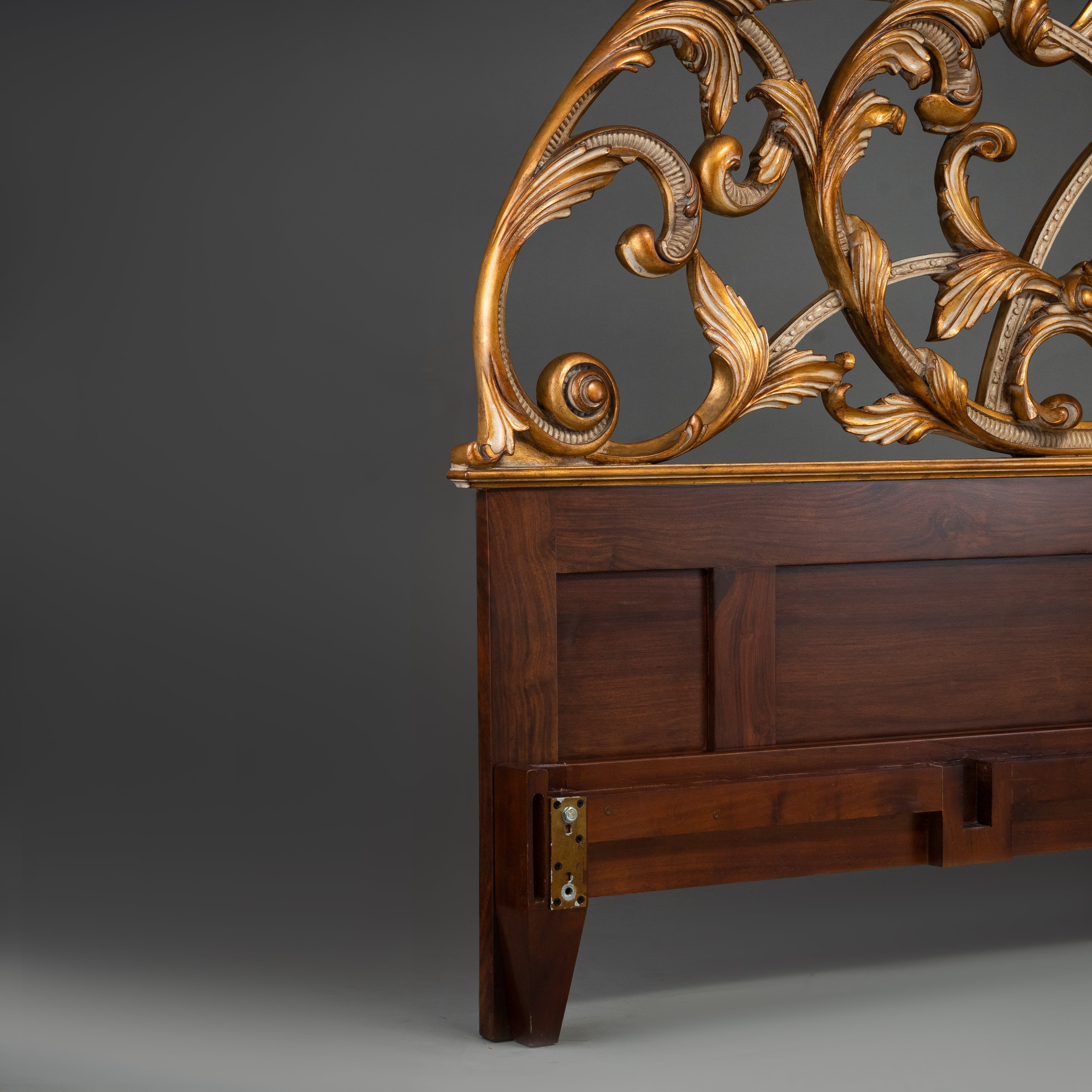 Ornate Hand-Carved Gold Leaf Scrollwork Headboard / Bed