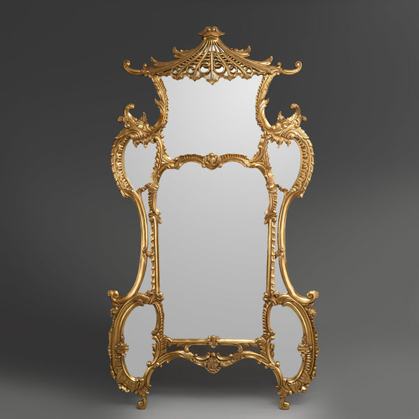 Regal Rococo-Style Brass Mirror