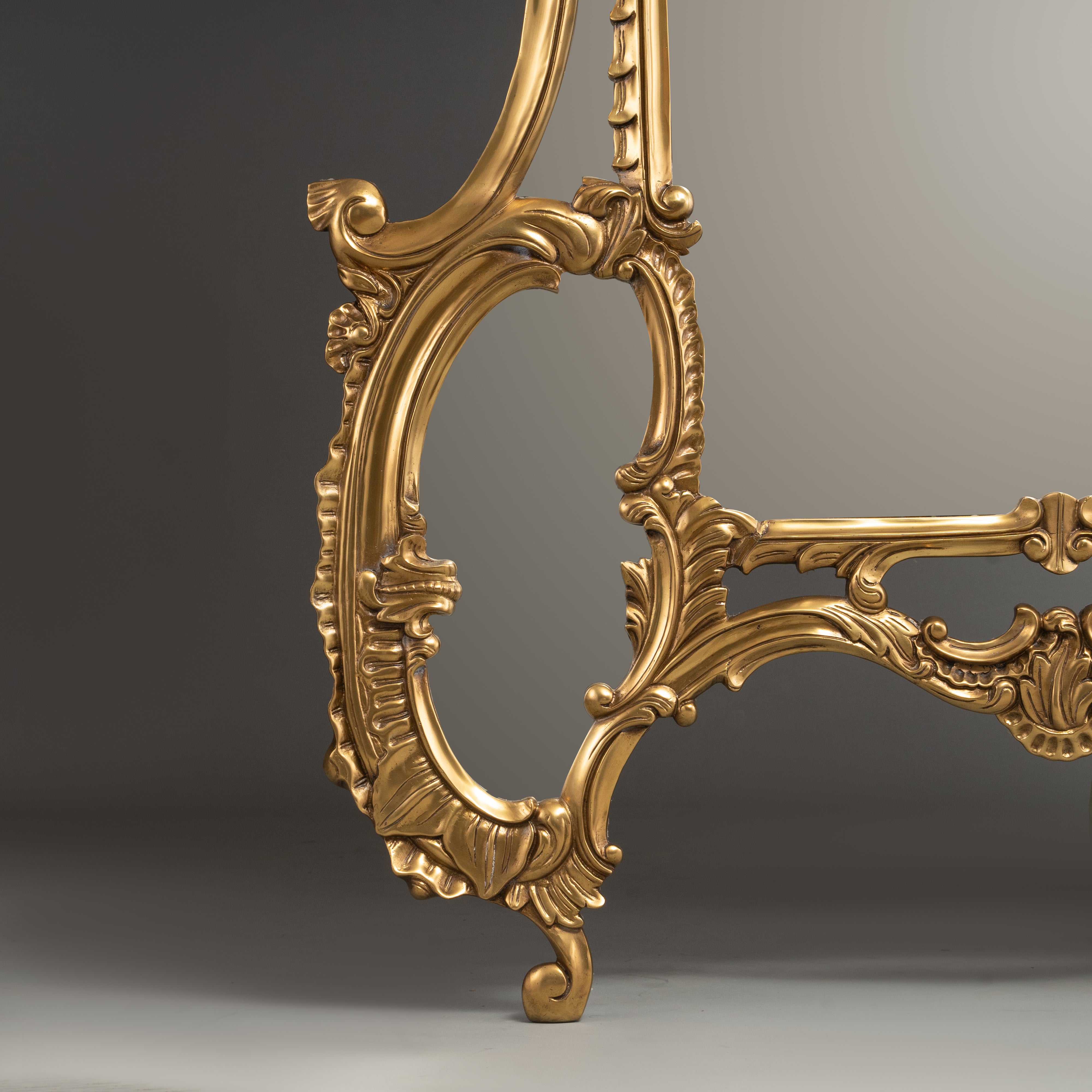 Regal Rococo-Style Brass Mirror