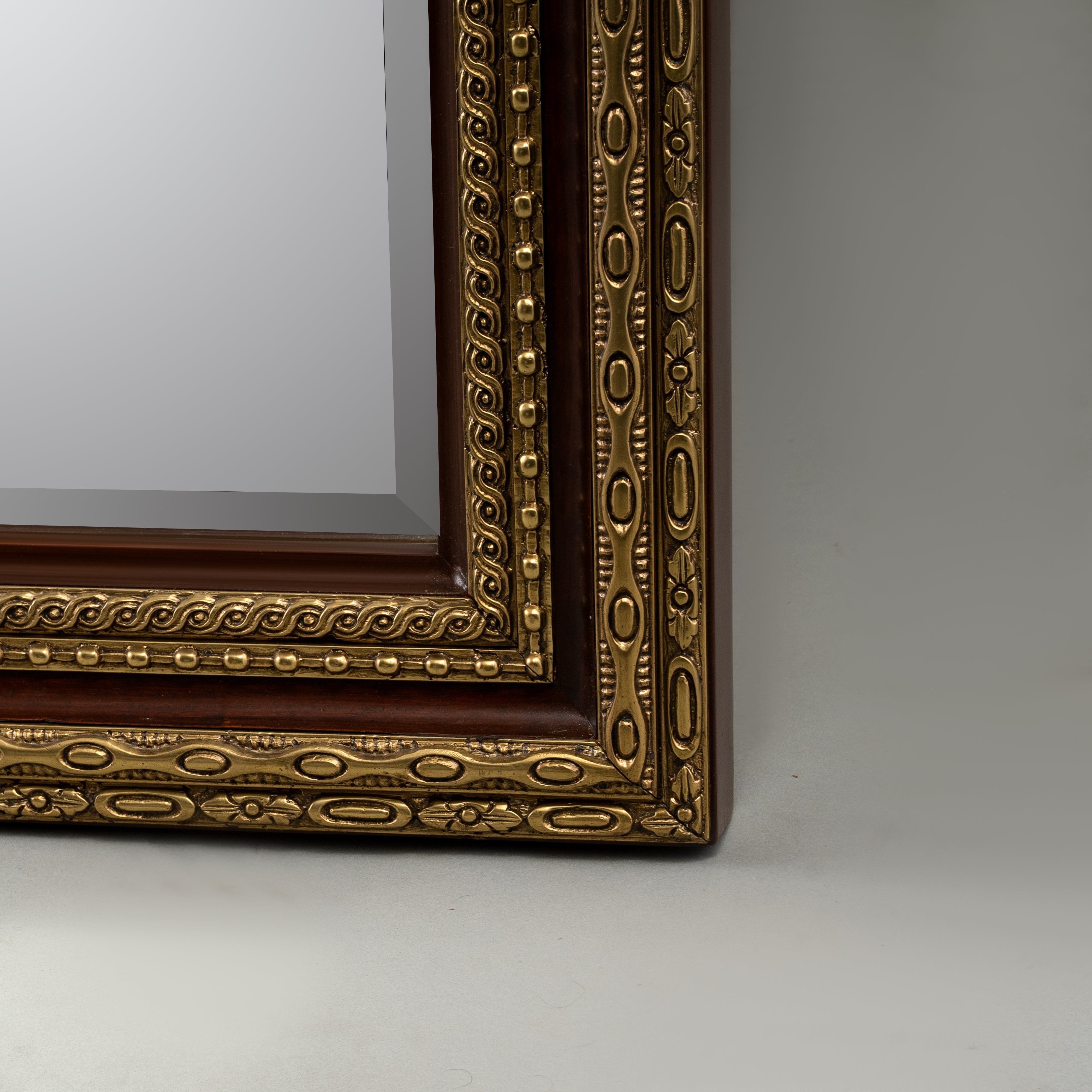 Neoclassical Rectangular Wall Mirror with Gilt Frame and Embellished Crest