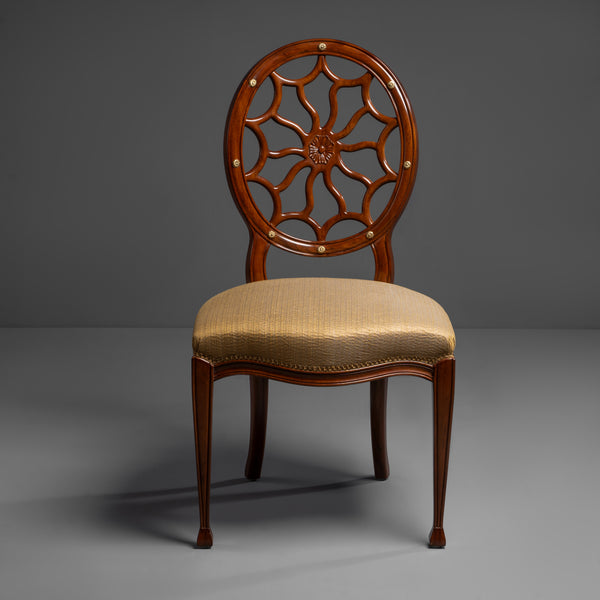 Refined Accent Chair with Decorative  Openwork Back and Brass details