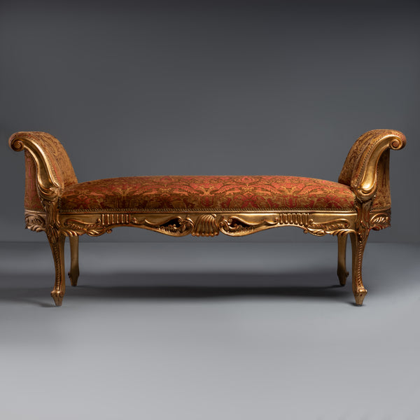 Style Giltwood Settee with Ornate  Upholstery