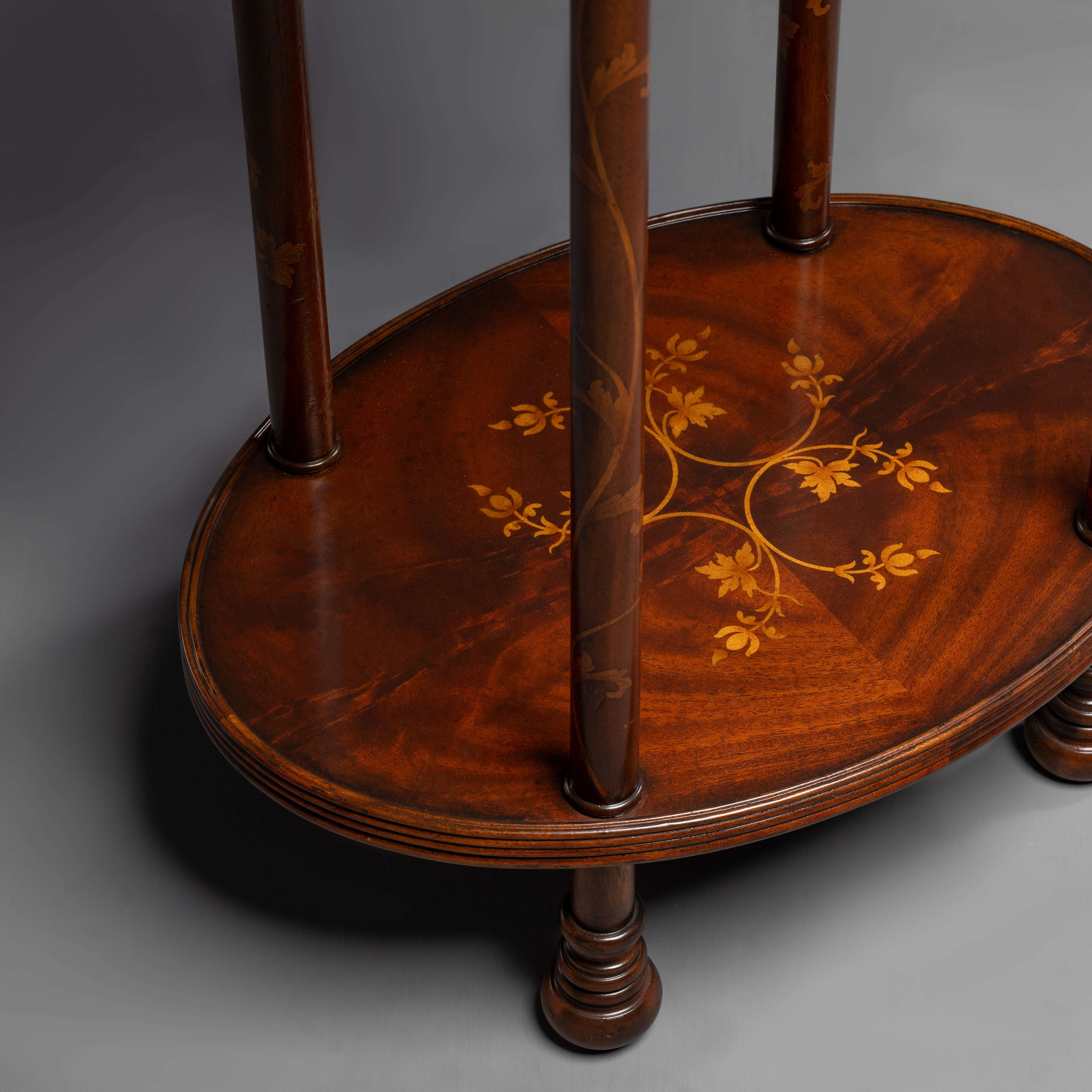 Elegant Oval Lamp Table with Inlaid Details