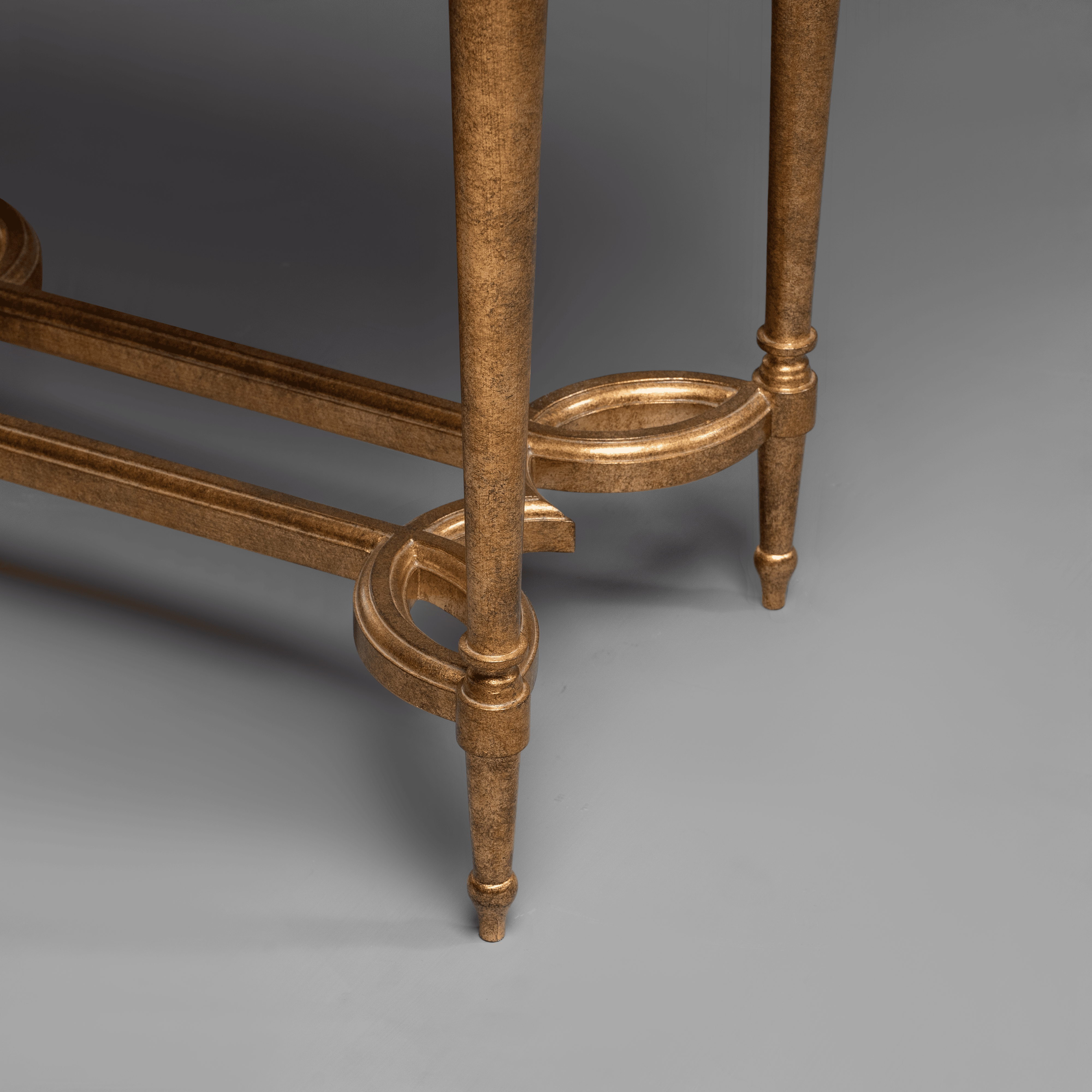 Elegant Gilt Tray-Top Side Table with Inset  Print