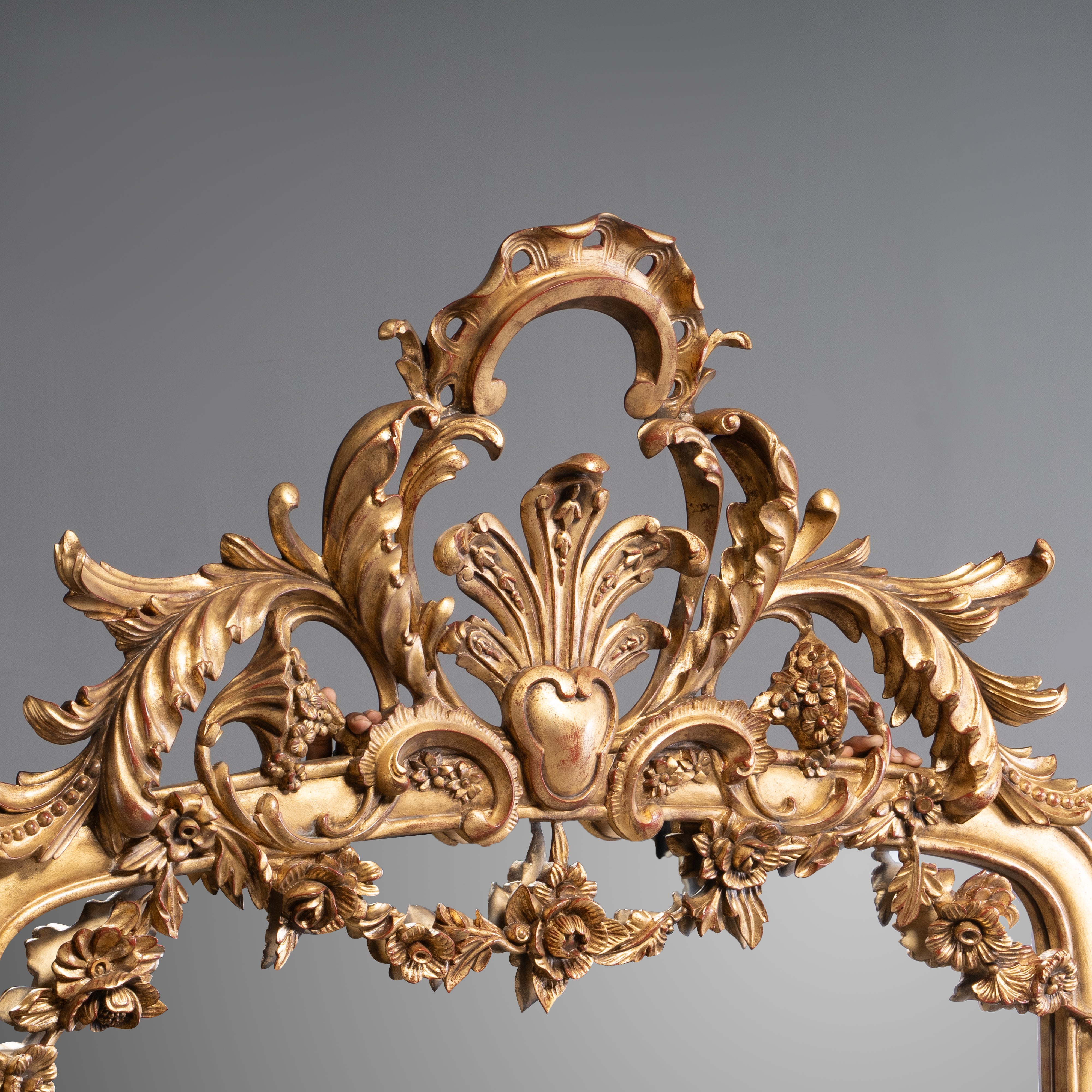 Elegant French Rococo Revival Giltwood Wall  Mirror
