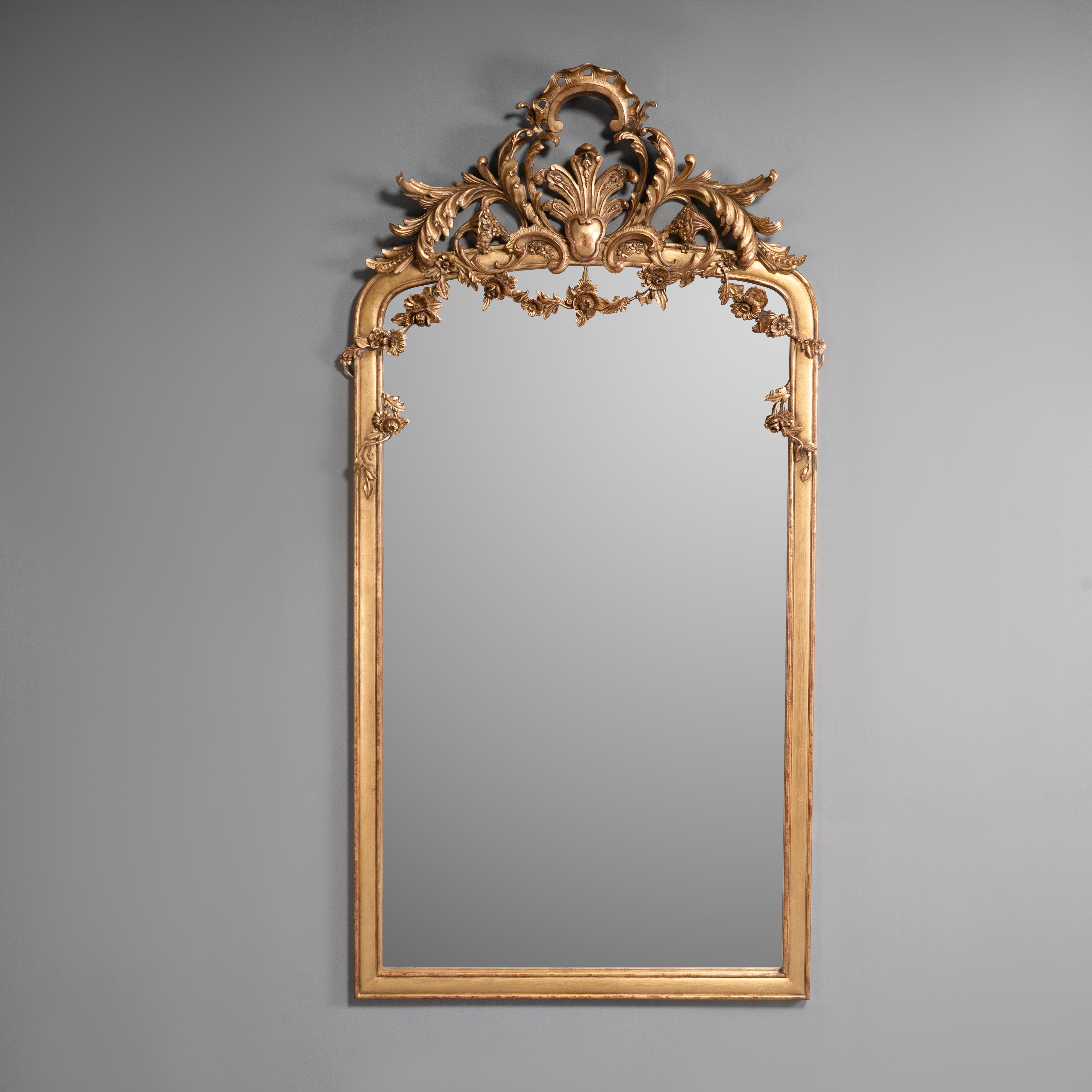 Elegant French Rococo Revival Giltwood Wall  Mirror