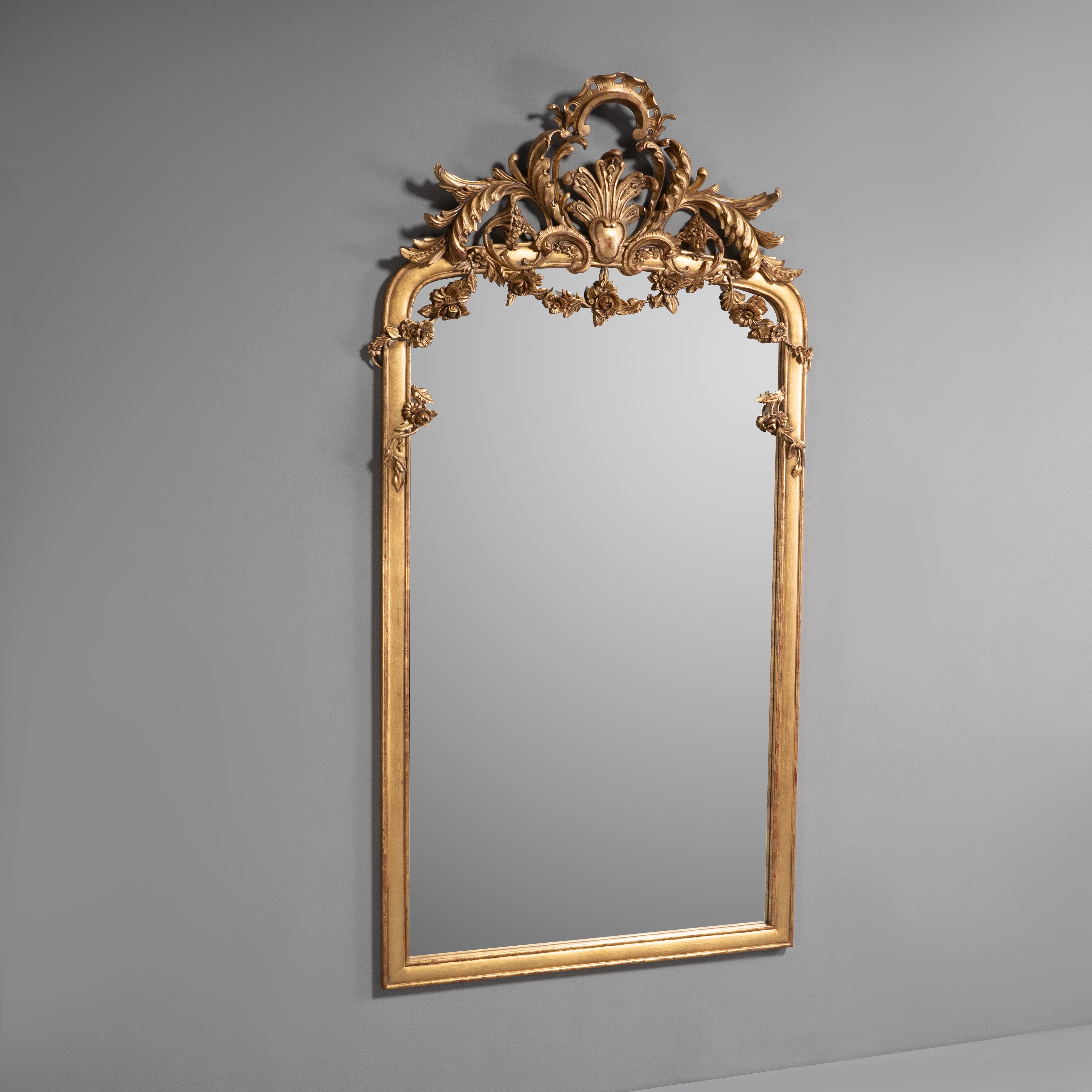 Elegant French Rococo Revival Giltwood Wall  Mirror