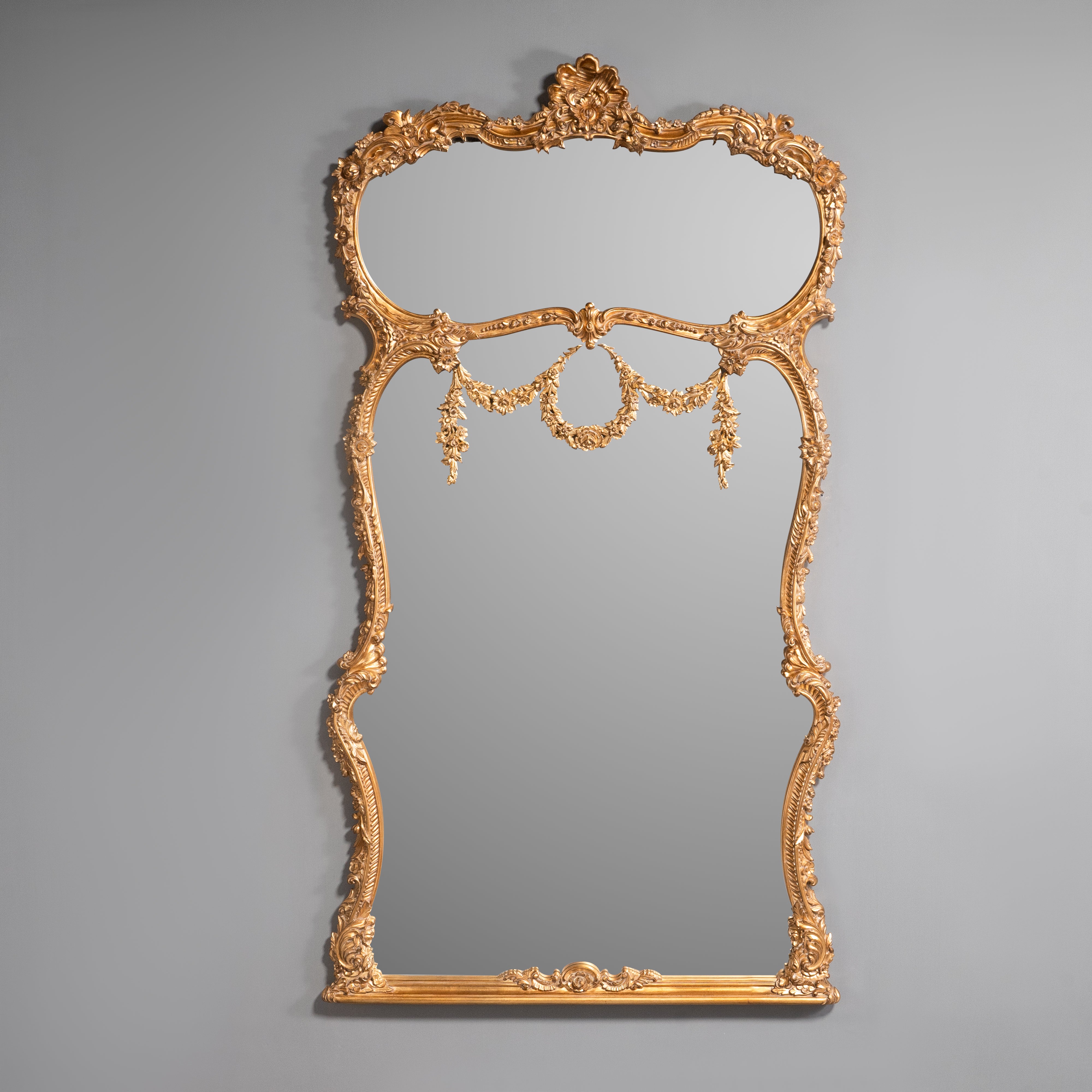 Exquisite Giltwood Carved Wall Mirror in the  George III Style