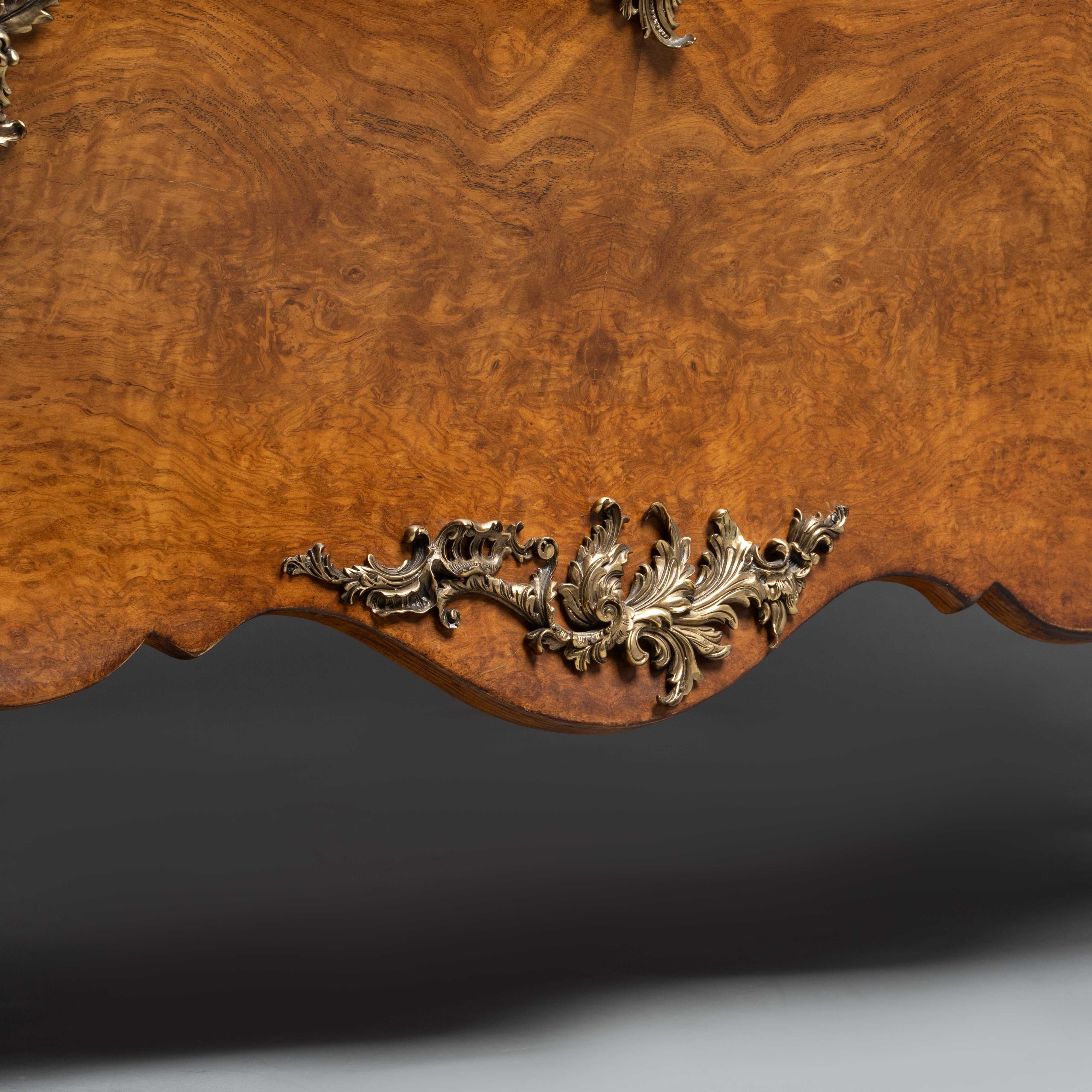 Louis XV-Style Bombe Chest with Veneer and  Ornate Brass Hardware